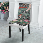 Green Japanese Dragon Tattoo Print Dining Chair Slipcover