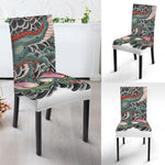 Green Japanese Dragon Tattoo Print Dining Chair Slipcover