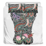 Green Japanese Dragon Tattoo Print Duvet Cover Bedding Set