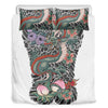 Green Japanese Dragon Tattoo Print Duvet Cover Bedding Set