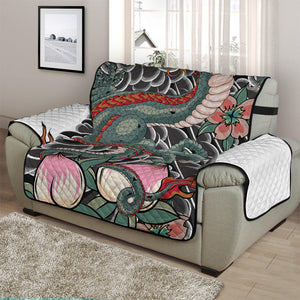 Green Japanese Dragon Tattoo Print Half Sofa Protector