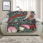 Green Japanese Dragon Tattoo Print Half Sofa Protector