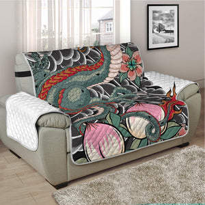 Green Japanese Dragon Tattoo Print Half Sofa Protector