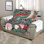 Green Japanese Dragon Tattoo Print Half Sofa Protector