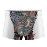 Green Japanese Dragon Tattoo Print Men's Boxer Briefs