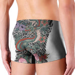 Green Japanese Dragon Tattoo Print Men's Boxer Briefs