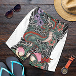 Green Japanese Dragon Tattoo Print Men's Shorts