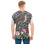 Green Japanese Dragon Tattoo Print Men's T-Shirt