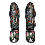 Green Japanese Dragon Tattoo Print Muay Thai Shin Guard