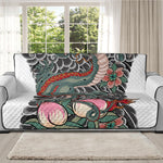 Green Japanese Dragon Tattoo Print Oversized Sofa Protector