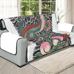 Green Japanese Dragon Tattoo Print Oversized Sofa Protector