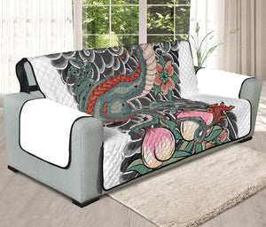 Green Japanese Dragon Tattoo Print Oversized Sofa Protector