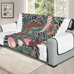 Green Japanese Dragon Tattoo Print Oversized Sofa Protector