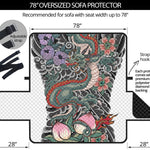 Green Japanese Dragon Tattoo Print Oversized Sofa Protector