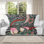 Green Japanese Dragon Tattoo Print Oversized Sofa Protector