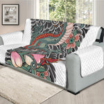 Green Japanese Dragon Tattoo Print Oversized Sofa Protector