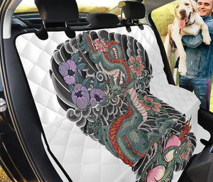 Green Japanese Dragon Tattoo Print Pet Car Back Seat Cover