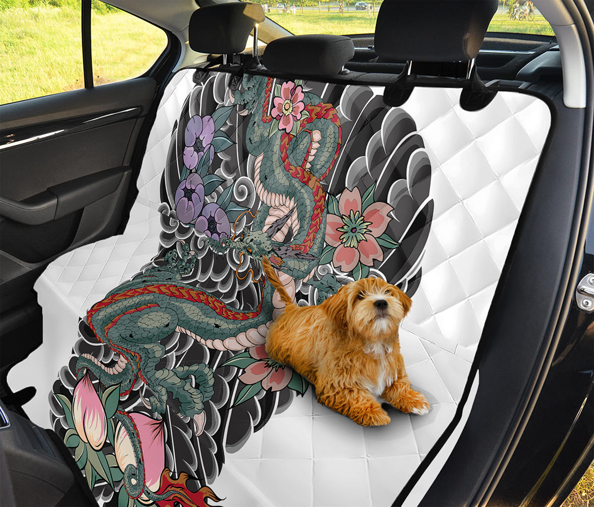 Green Japanese Dragon Tattoo Print Pet Car Back Seat Cover