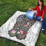 Green Japanese Dragon Tattoo Print Quilt