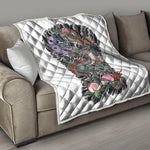 Green Japanese Dragon Tattoo Print Quilt