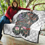 Green Japanese Dragon Tattoo Print Quilt