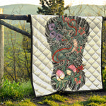 Green Japanese Dragon Tattoo Print Quilt