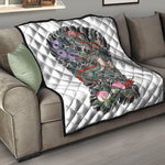 Green Japanese Dragon Tattoo Print Quilt