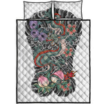 Green Japanese Dragon Tattoo Print Quilt Bed Set