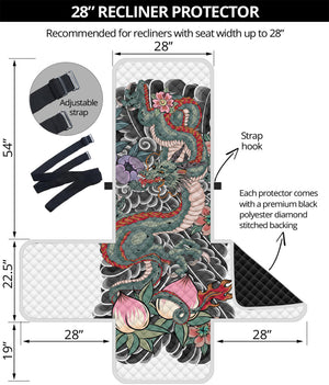 Green Japanese Dragon Tattoo Print Recliner Protector