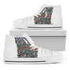 Green Japanese Dragon Tattoo Print White High Top Shoes