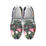 Green Japanese Dragon Tattoo Print White Slip On Shoes