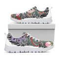 Green Japanese Dragon Tattoo Print White Running Shoes