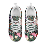 Green Japanese Dragon Tattoo Print White Sneakers