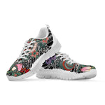 Green Japanese Dragon Tattoo Print White Sneakers