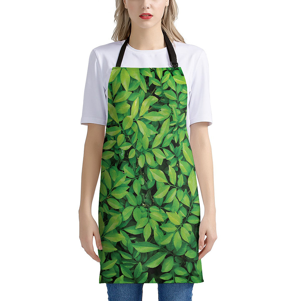Green Leaf Print Apron