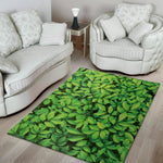 Green Leaf Print Area Rug