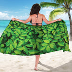 Green Leaf Print Beach Sarong Wrap