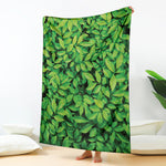 Green Leaf Print Blanket