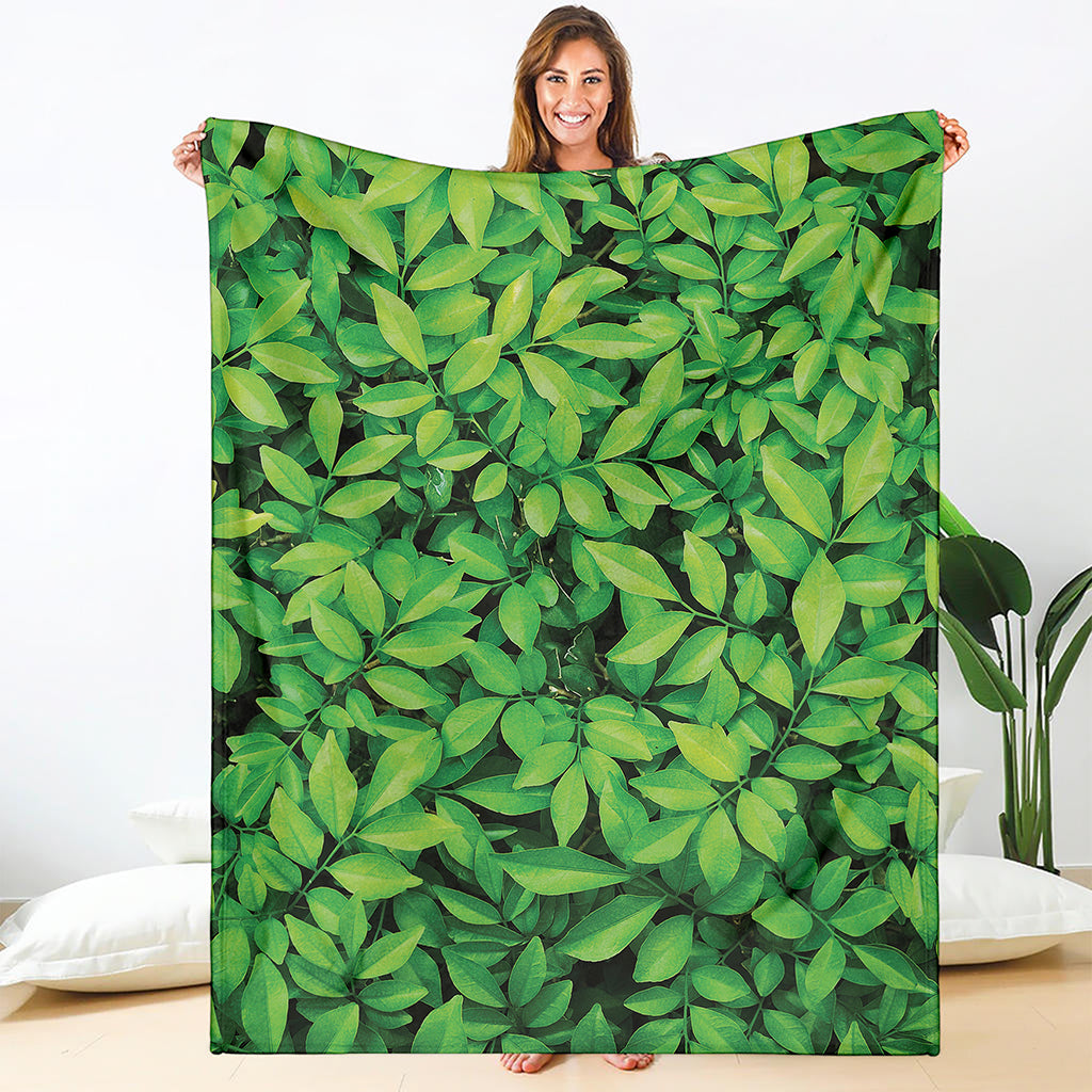 Green Leaf Print Blanket