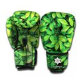 Green Leaf Print Boxing Gloves