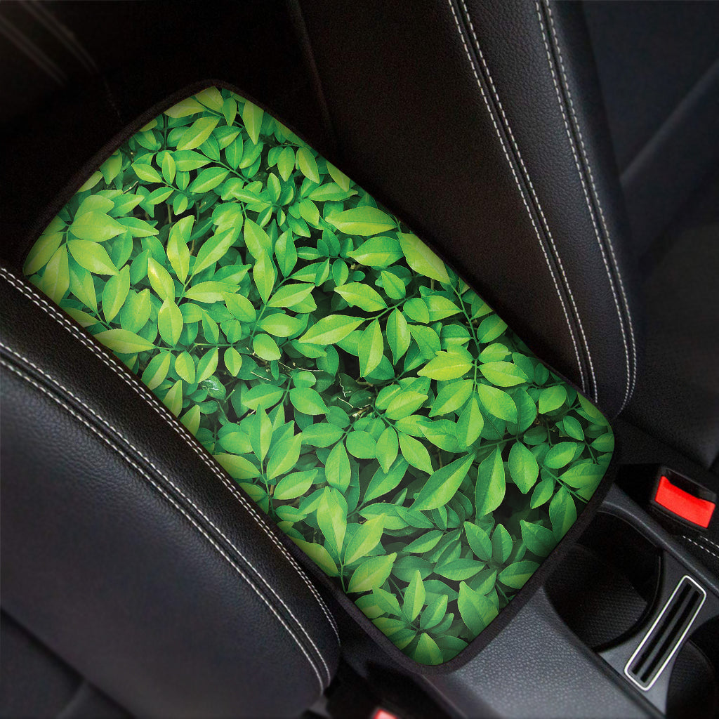 Green Leaf Print Car Center Console Cover
