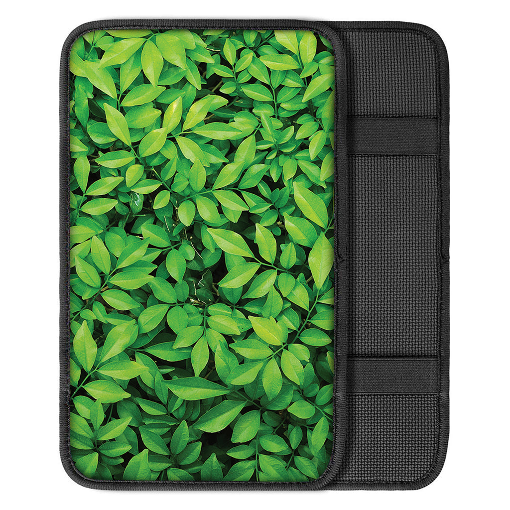 Green Leaf Print Car Center Console Cover
