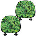 Green Leaf Print Car Headrest Covers
