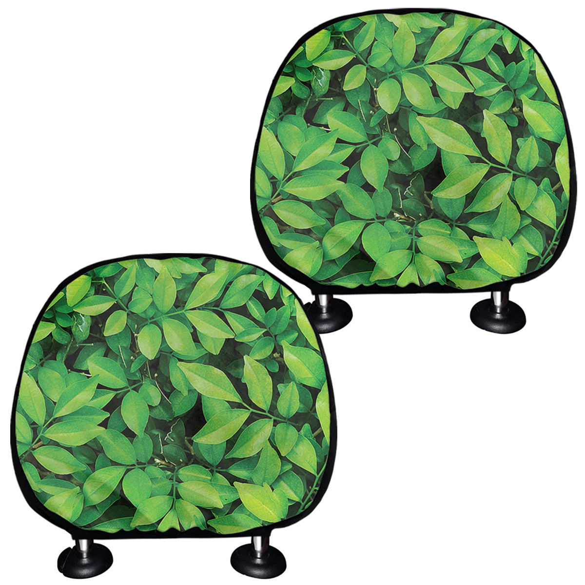Green Leaf Print Car Headrest Covers