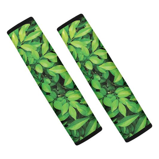 Green Leaf Print Car Seat Belt Covers