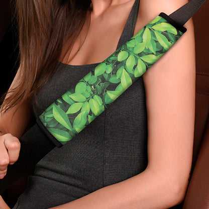Green Leaf Print Car Seat Belt Covers