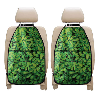 Green Leaf Print Car Seat Organizers
