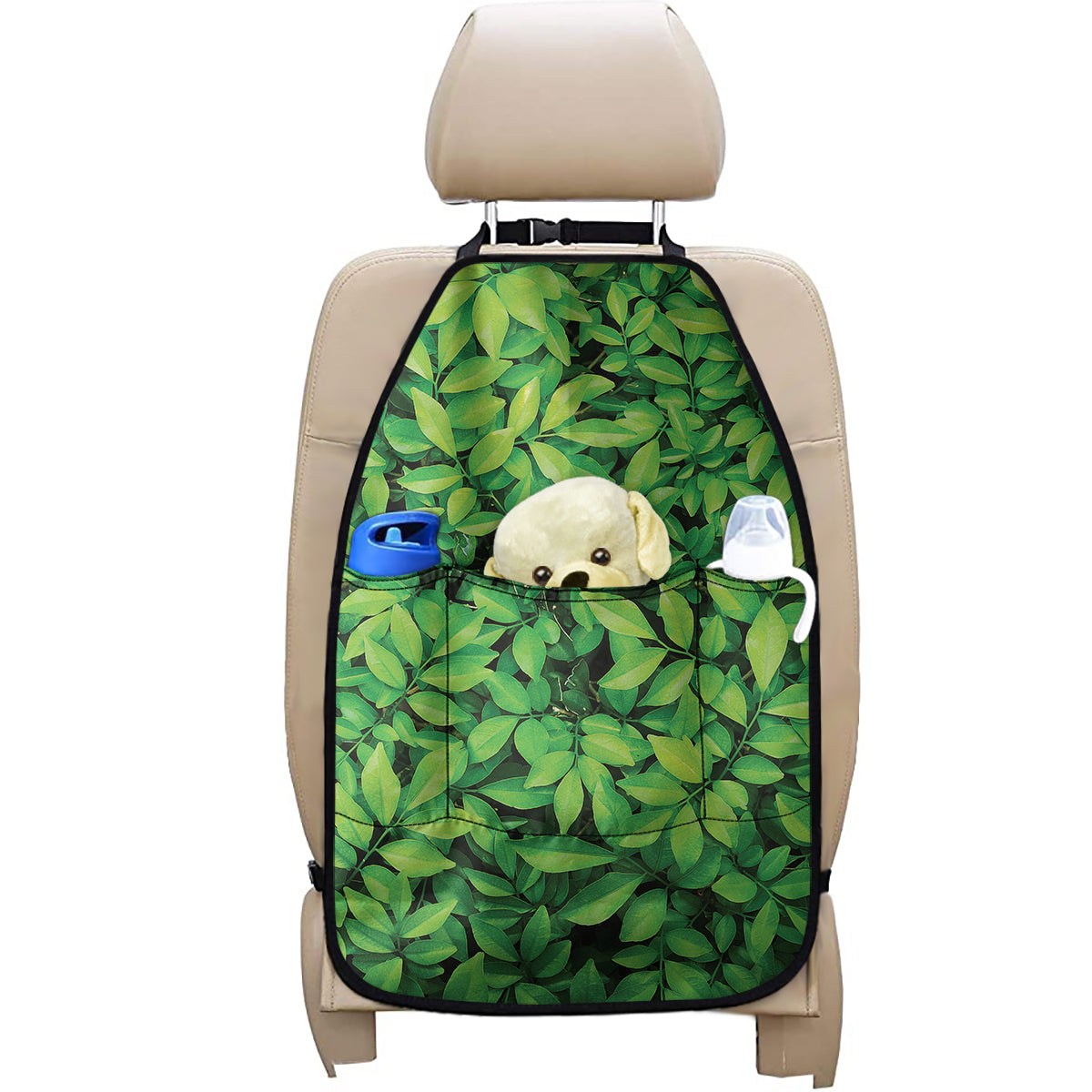 Green Leaf Print Car Seat Organizers