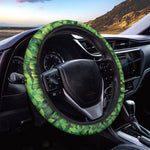 Green Leaf Print Car Steering Wheel Cover