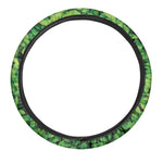 Green Leaf Print Car Steering Wheel Cover